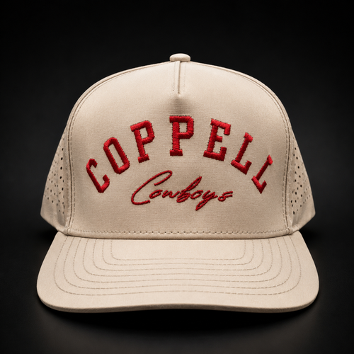 The Hometown Family Pack matching tan Coppell-inspired family hats